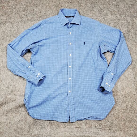 Polo Ralph Lauren Shirt Mens 16.5 Button Front Plaid Checked Preppy Casual - Picture 1 of 9